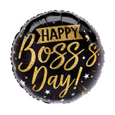 17 inch Happy Boss's Day Gold Letter Black Foil Balloon